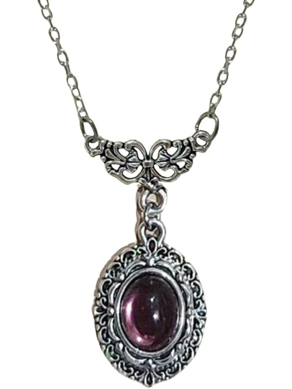 Women's Purple Gothic Vampire Blood Cameo Pendant Vintage Witch Choker Necklace